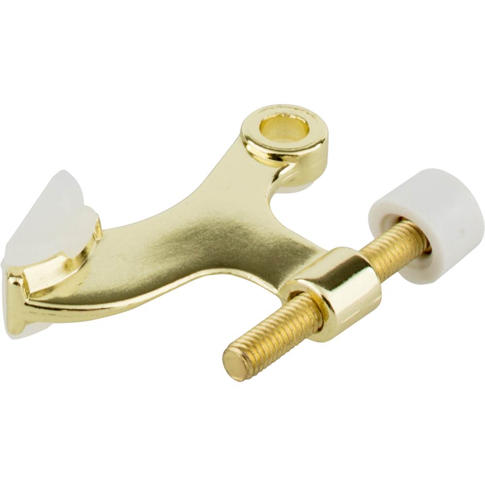 Hardware Resources - Hinge Pin Door Stop with Adjustable Pad, 2-pack - Polished Brass