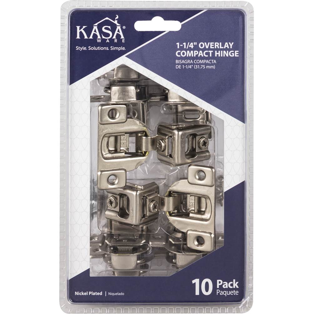 1-1/4'' Overlay Compact Hinge, 10-pack