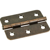 Hardware Resources - Antique Brass 2-1/2'' x 2'' Single Full Swaged Radius Corner Butt Hinge - Brushed Antique Brass