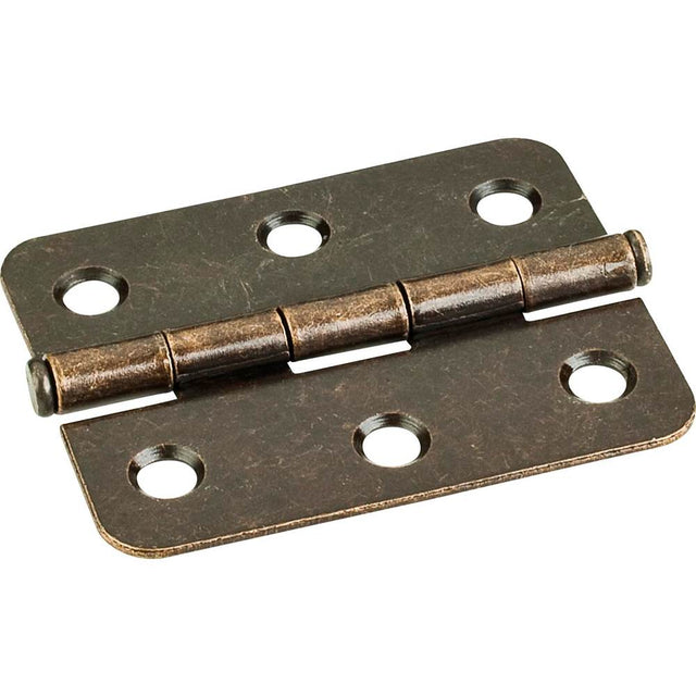 Hardware Resources - Antique Brass 2-1/2'' x 2'' Single Full Swaged Radius Corner Butt Hinge - Brushed Antique Brass