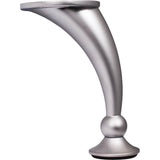 Hardware Resources - Adjustable 4-1/2'' - 4-5/8'' Dull Chrome Round Curved Metal Furniture Leg - Brushed Chrome