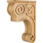 Hardware Resources - 3-3/8'' W x 8'' D x 11-3/4'' H Rubberwood Scrolled Fleur-de-lis Corbel - Unfinished