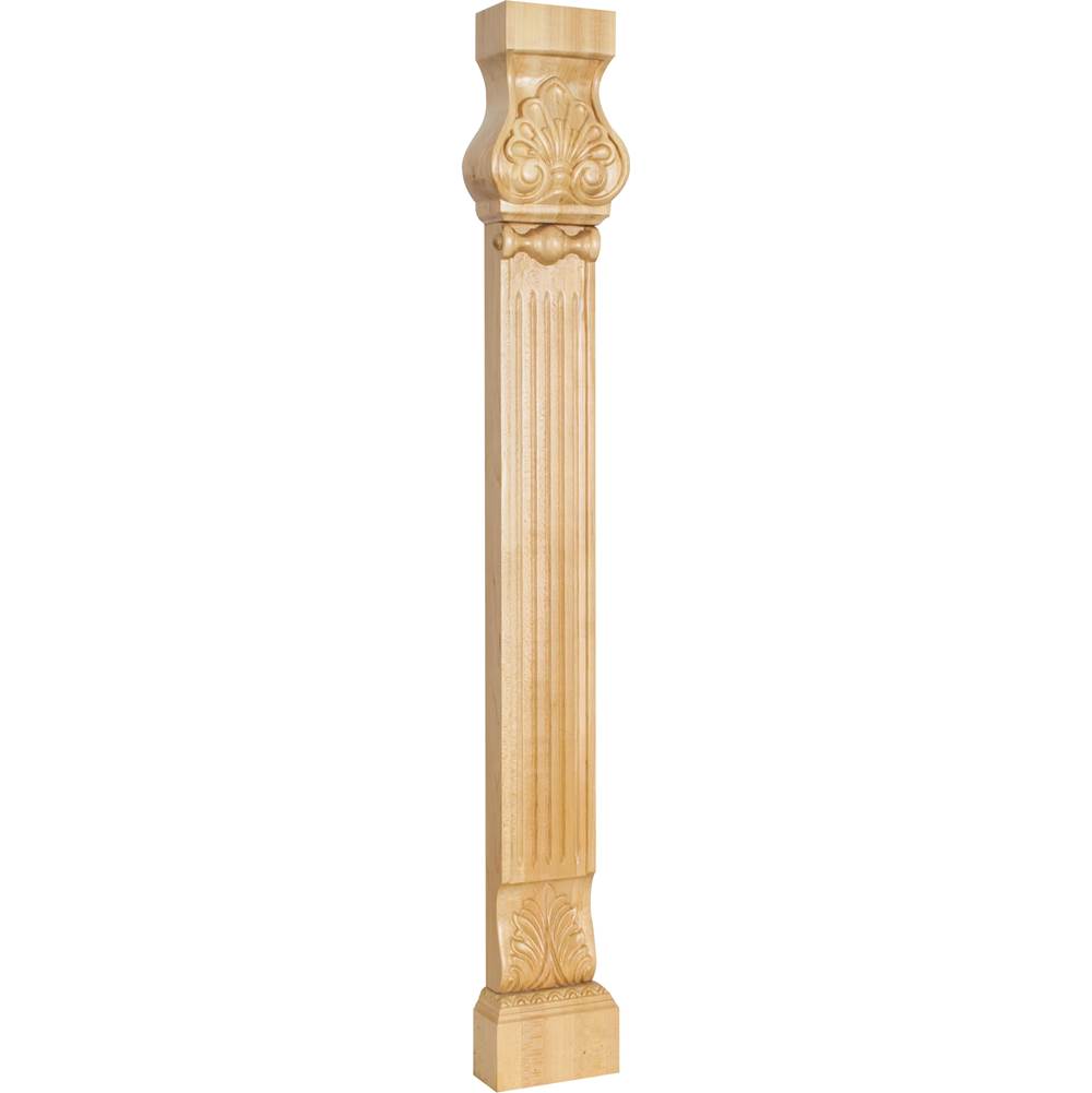 Hardware Resources - 35-1/2'' H Rubberwood Acanthus and Shell Pilaster - Unfinished