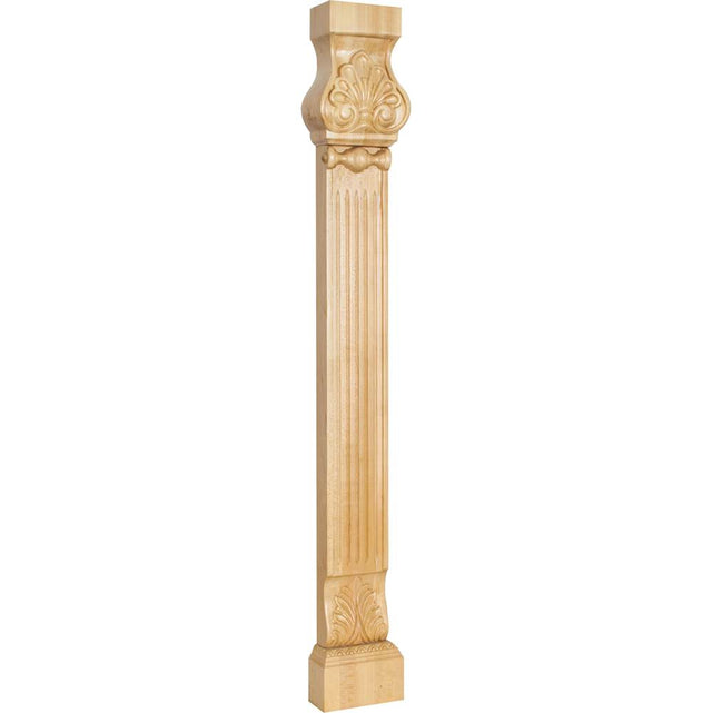 Hardware Resources - 35-1/2'' H Rubberwood Acanthus and Shell Pilaster - Unfinished