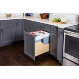 Double 50 Quart Bottom-Mount Soft-close Trashcan Pullout for Door Mounting, Includes Two Black Cans