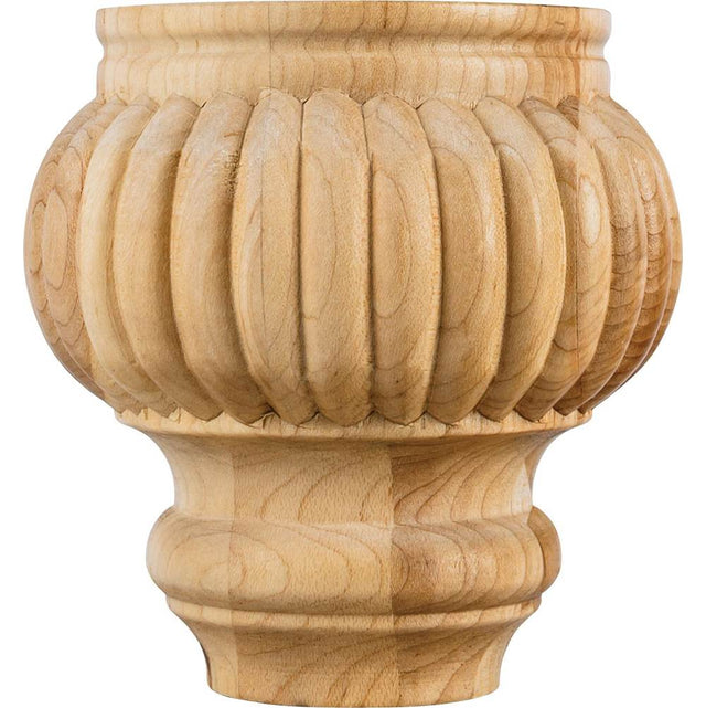 Hardware Resources - 4-1/2'' W x 4-1/2'' D x 4-1/2'' H Rubberwood Reed Bun Foot - Unfinished
