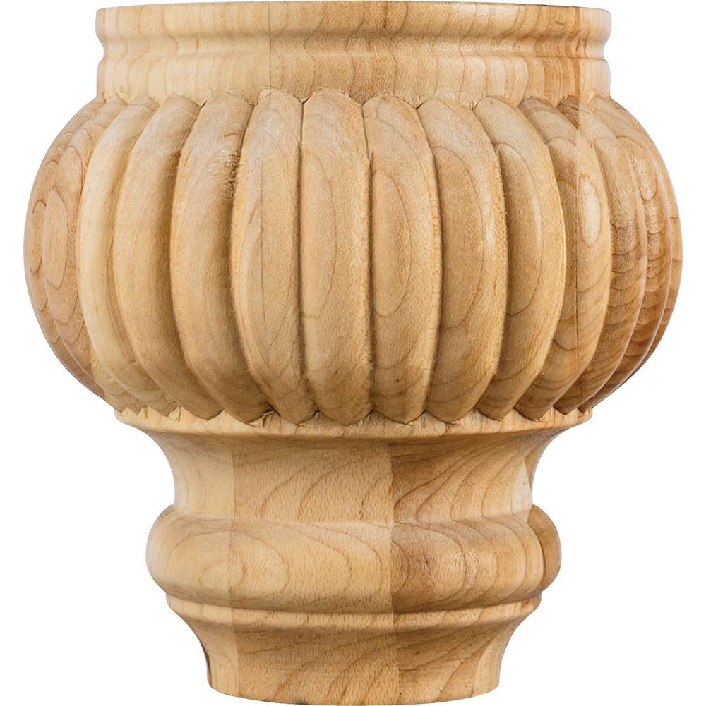 Hardware Resources - 4-1/2'' W x 4-1/2'' D x 4-1/2'' H Maple Reed Bun Foot - Unfinished