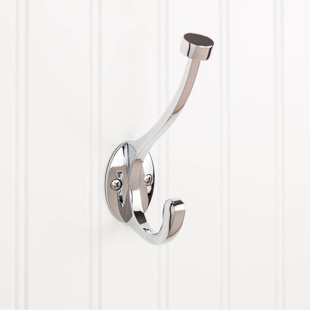 Hardware Resources - 5-1/2'' Polished Chrome Pilltop Double Prong Wall Mounted Hook - Polished Chrome