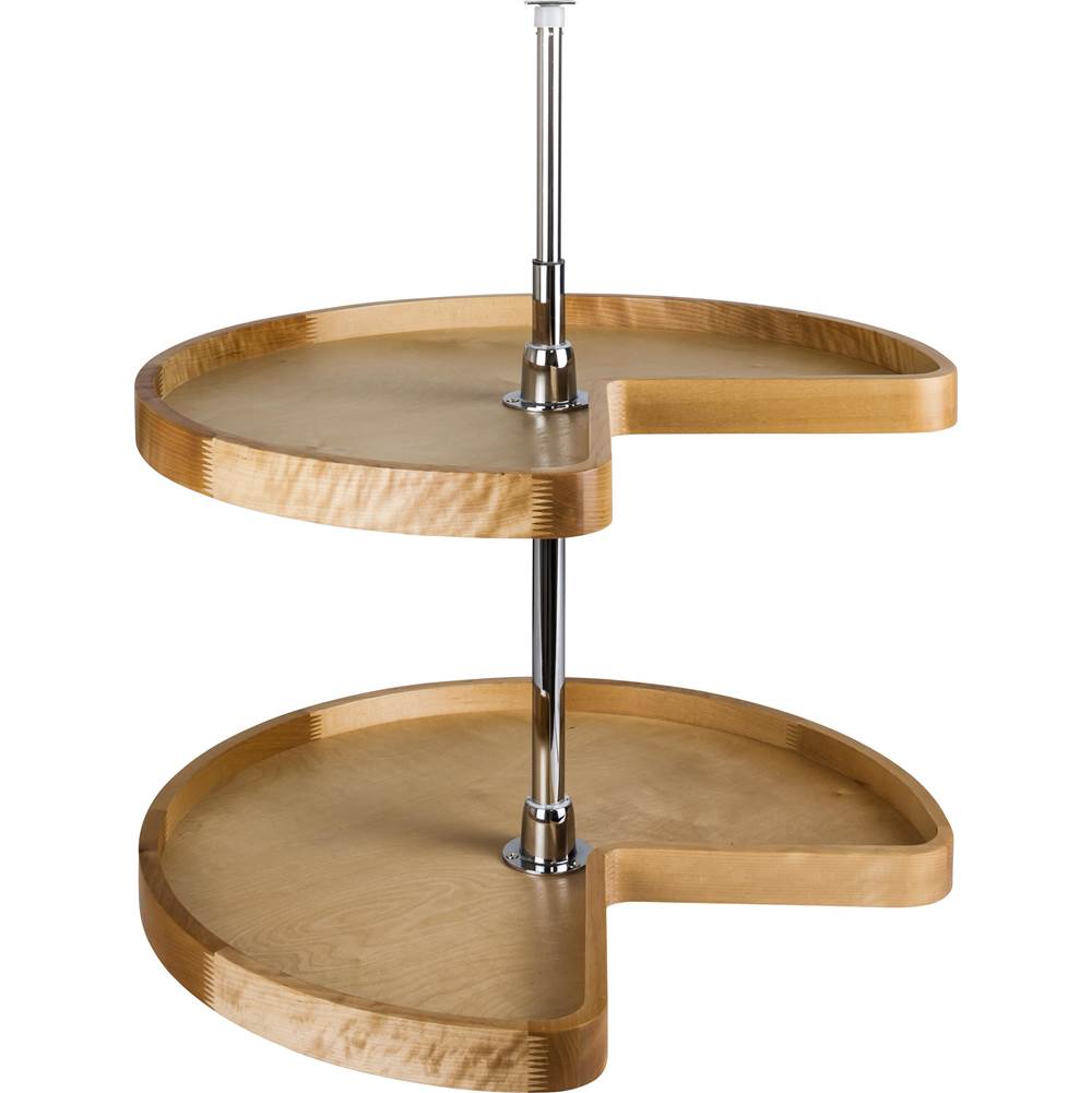 Hardware Resources - 32'' Kidney Two-Shelf Wood Lazy Susan Set - UV Coated