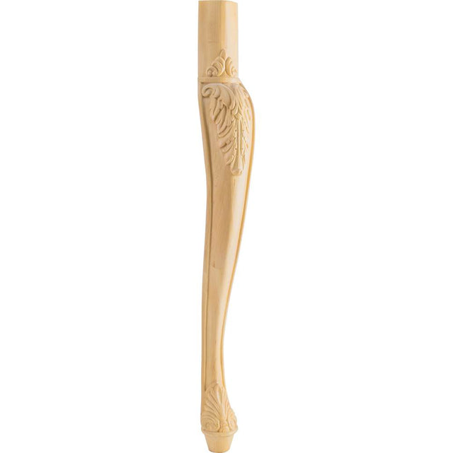 Hardware Resources - 2-1/2'' W x 2-1/2'' D x 35-1/2'' H Rubberwood Acanthus Cabriole Leg - Unfinished