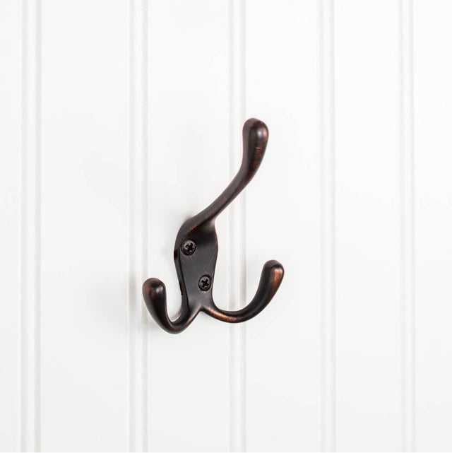 Hardware Resources - 4'' Brushed Oil Rubbed Bronze Large Triple Prong Wall Mounted Hook - Brushed Oil Rubbed Bronze