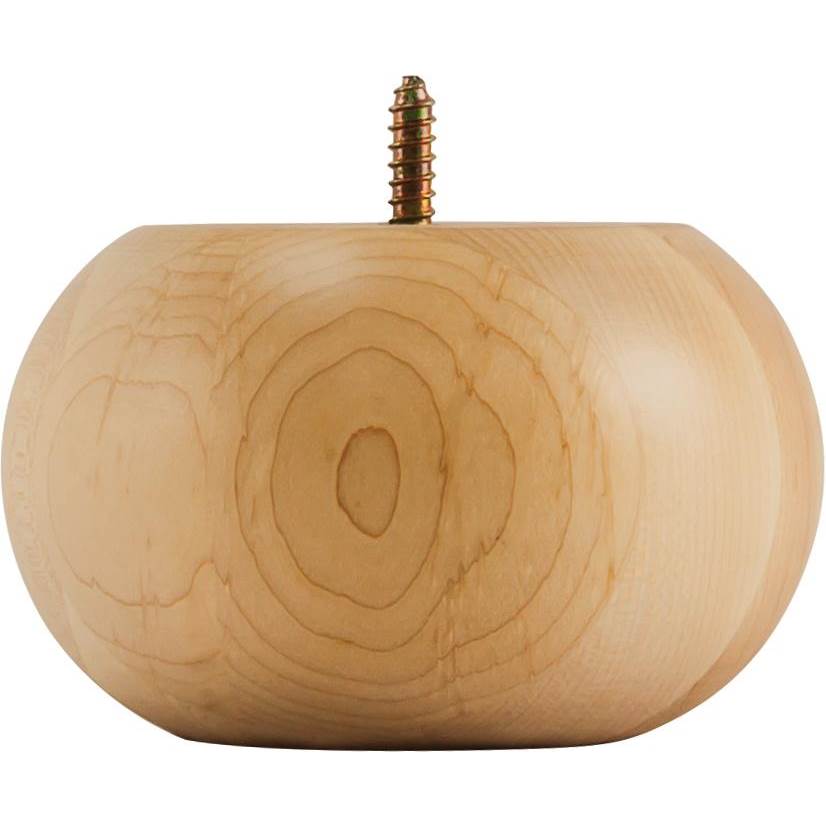 Hardware Resources - 5'' W x 5'' D x 3'' H Rubberwood Smooth Transitional Bun Foot - Unfinished