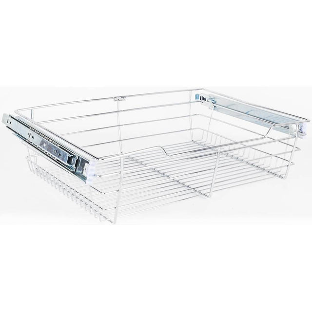 Hardware Resources - Chrome Closet Pullout Basket with Slides 16''D x 17''W x 6''H - Polished Chrome