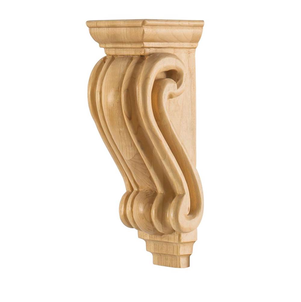 Hardware Resources - 2-9/16'' W x 2-7/16'' D x 7'' H Alder Scrolled Corbel - Unfinished