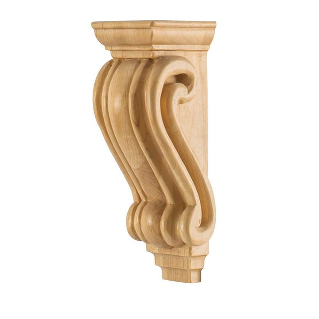 Hardware Resources - 2-9/16'' W x 2-7/16'' D x 7'' H Alder Scrolled Corbel - Unfinished