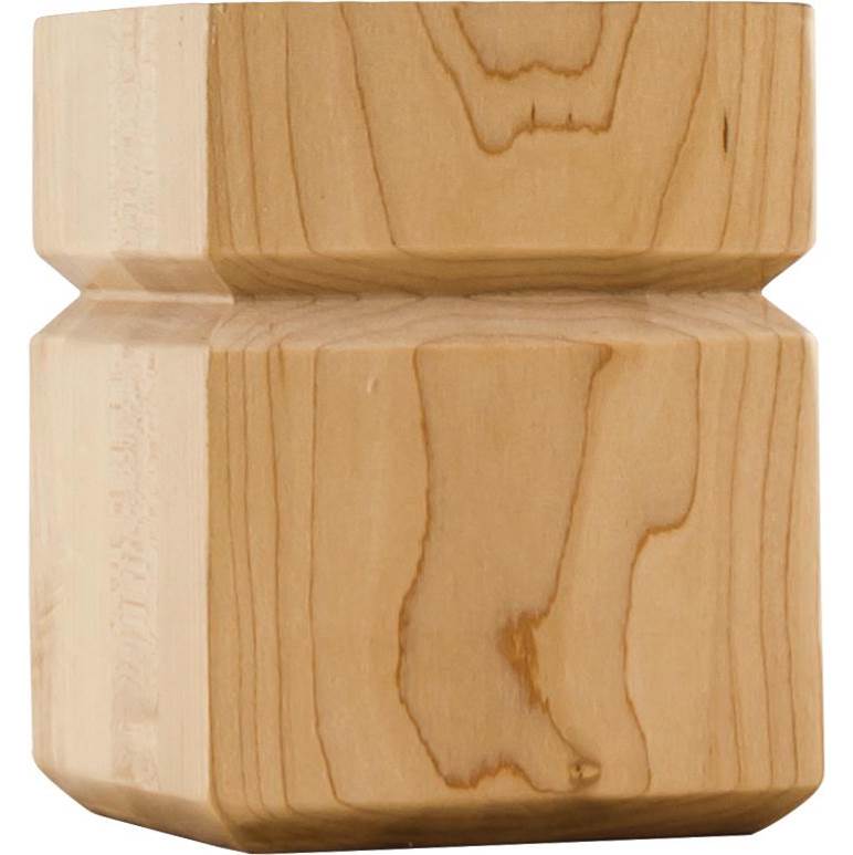 Hardware Resources - 3-1/2'' W x 3-1/2'' D x 4-1/2'' H Rubberwood Square Grooved Shaker Bun Foot - Unfinished