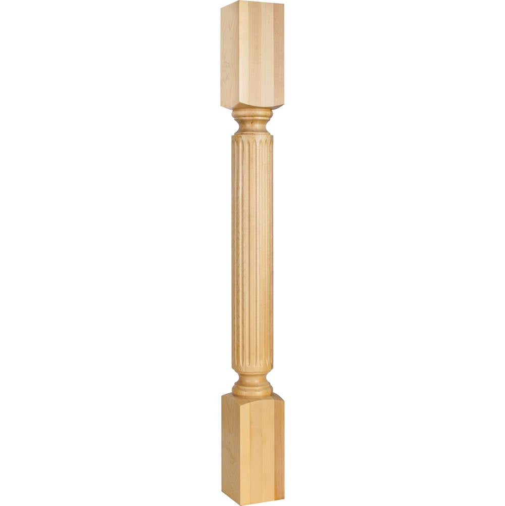 Hardware Resources - 3-1/2'' W x 3-1/2'' D x 35-1/2'' H Rubberwood Fluted Post - Unfinished