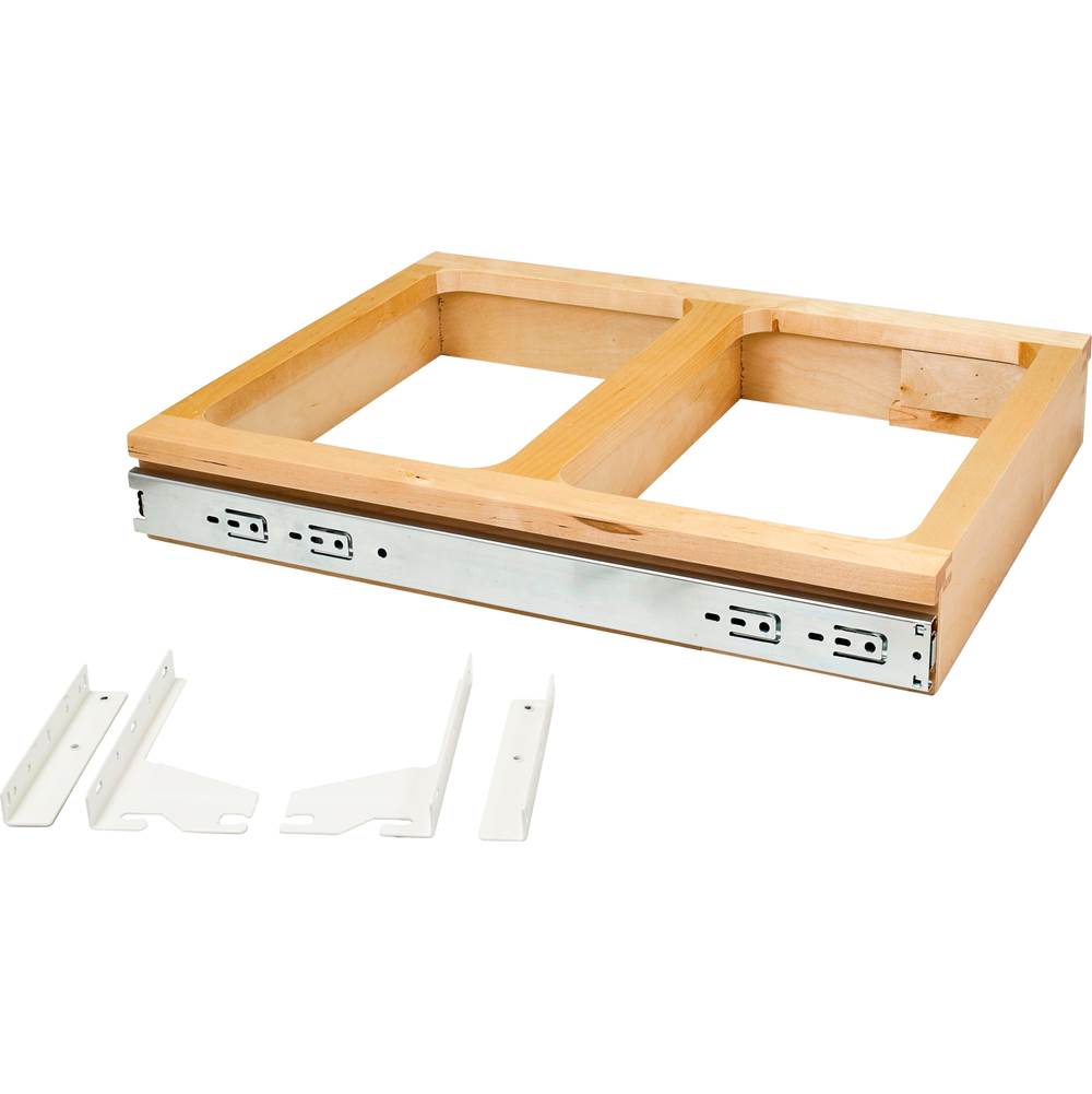 Hardware Resources - Double White 35 Quart Top-Mount Trashcan Pullout for 18'' Opening - White