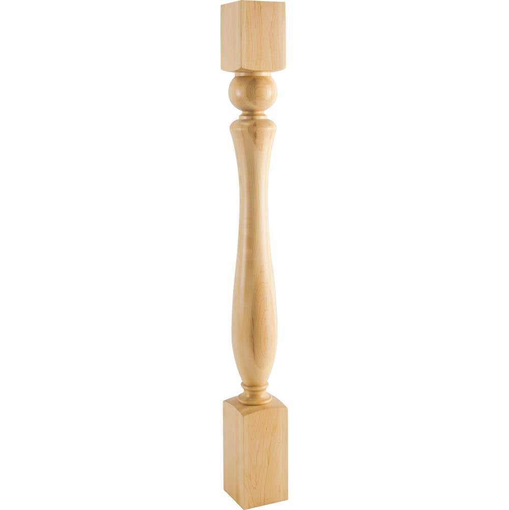 Hardware Resources - 3-1/2'' W x 3-1/2'' D x 35-1/2'' H Rubberwood Sphere Turned Post - Unfinished