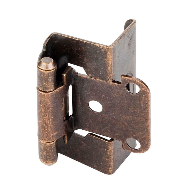 Hardware Resources - 1/2'' Overlay, 3/4'' Frame Full Wrap Self Closing Hinge Without Screws  - Antique Brass - Brushed Antique Brass
