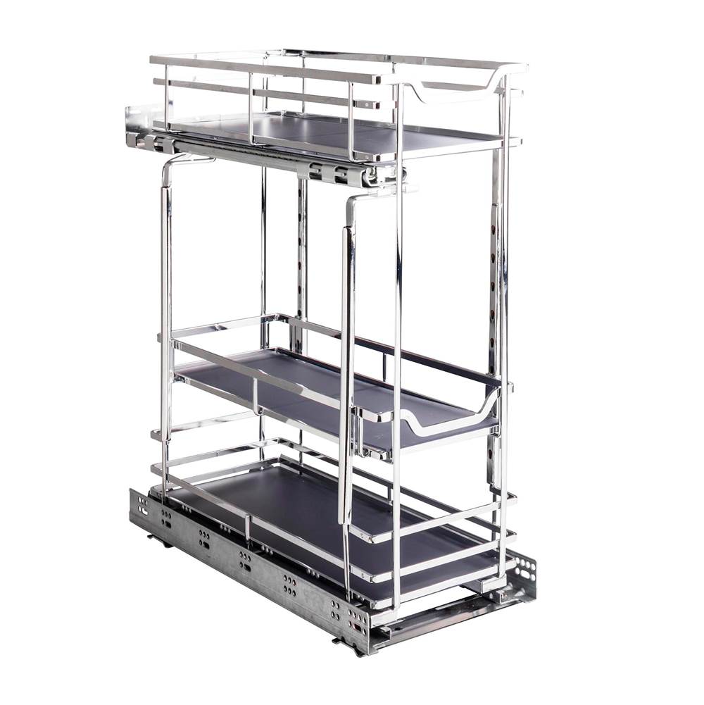 Hardware Resources - 8'' Polished Chrome STORAGE WITH STYLE  Metal ''No Wiggle'' Base Pullout, Preassembled with Soft-close Slides - Polished Chrome