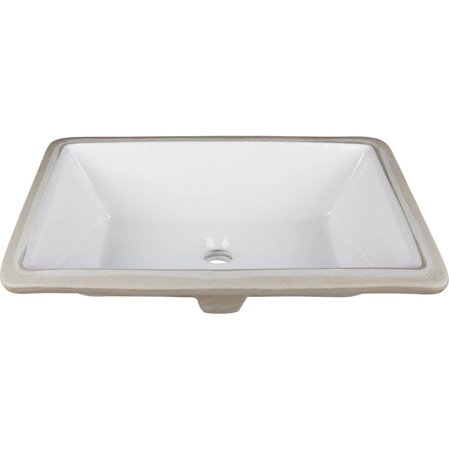 Hardware Resources - 18-1/2'' L x 11-1/8'' W White Rectangle Undermount Porcelain Bathroom Sink With Overflow - White