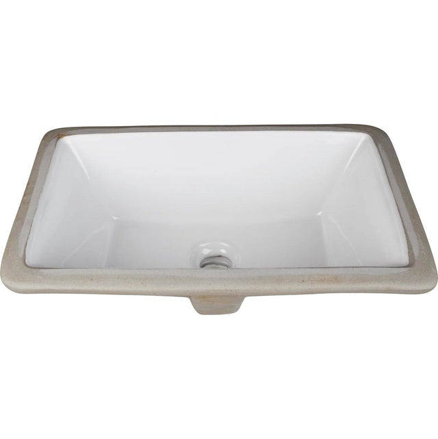 Hardware Resources - 16'' L x 9-7/8'' W White Rectangle Undermount Porcelain Bathroom Sink With Overflow - White