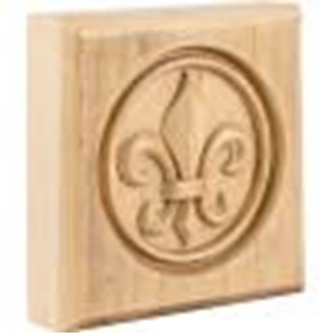 Hardware Resources - 3-1/2'' W x 7/8'' D x 3-1/2'' H Maple Fleur-de-lis Rosette - Unfinished