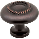 Hardware Resources - 1-1/4'' Diameter Brushed Oil Rubbed Bronze Rope Detailed Cypress Cabinet Mushroom Knob - Brushed Oil Rubbed Bronze