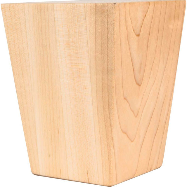 Hardware Resources - 3-1/2'' W x 3-1/2'' D x 4-1/2'' H Hard Maple Square Tapered Shaker Bun Foot - Unfinished
