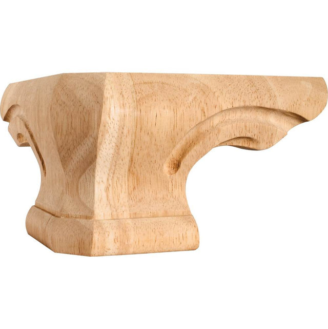 Hardware Resources - 6-3/4'' W x 6-3/4'' D x 4'' H Maple Rounded Corner Pedestal Foot - Unfinished
