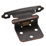 Hardware Resources - Traditional 1/2'' Overlay Hinge with Screws - Dark Brushed Antique Copper - Brushed Oil Rubbed Bronze