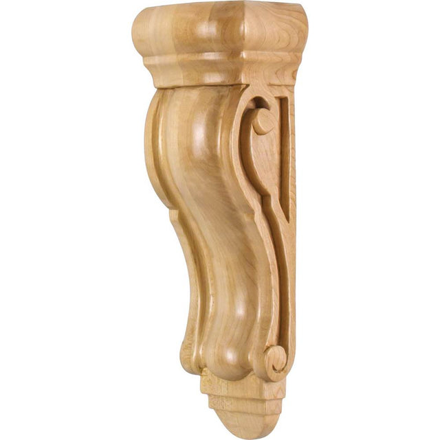 Hardware Resources - 3-5/8'' W x 2-1/2'' D x 10'' H Rubberwood Scrolled Corbel - Unfinished