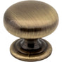 Hardware Resources - 1-1/4'' Diameter Brushed Antique Brass Florence Cabinet Mushroom Knob - Brushed Antique Brass