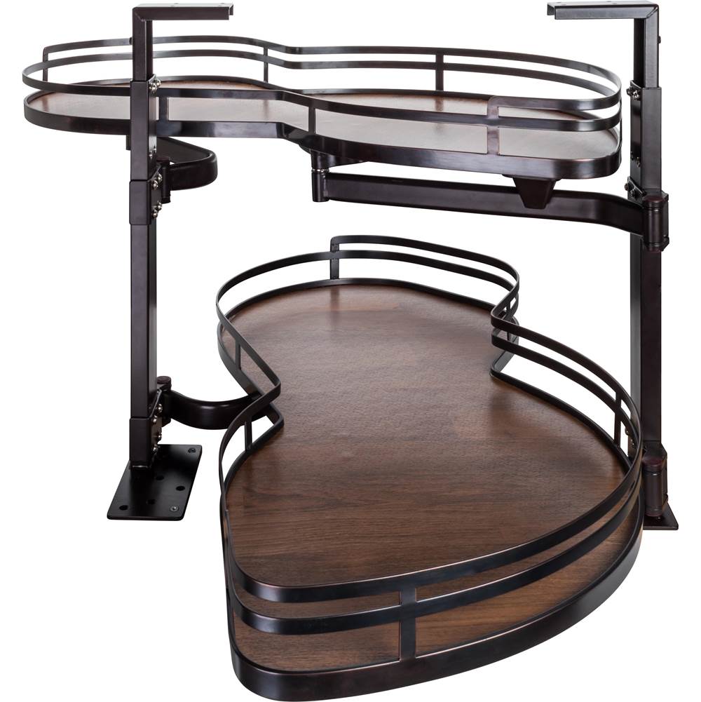 Hardware Resources - 21'' Oil Rubbed Bronze and Walnut Blind Corner Swingout for Openings on the Right of the Blind - Dark Bronze