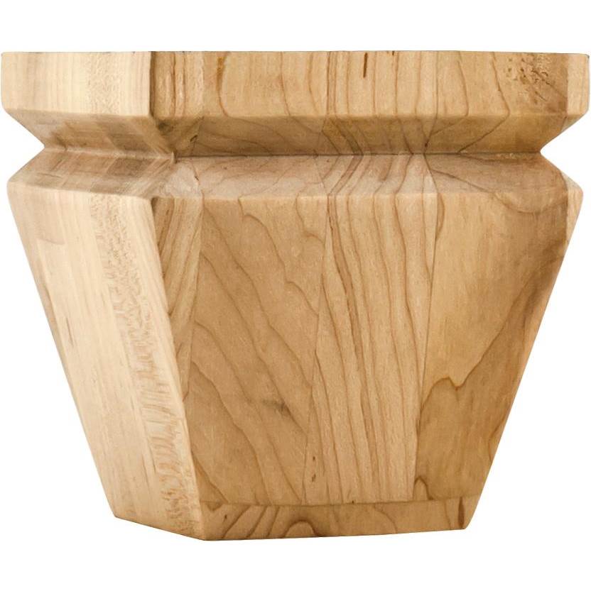 Hardware Resources - 4'' W x 4'' D x 4'' H Hard Maple Square Tapered Bun Foot - Unfinished
