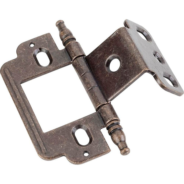 Hardware Resources - 270 degree Partial Wrap for 3/4'' Frame x 3/4'' Door, Inset Flush, ''A'' Style Minaret Tip Hinge - Antique Brass - Brushed Antique Brass