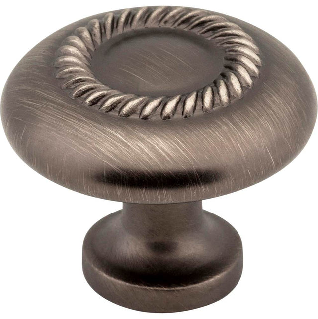 Hardware Resources - 1-1/4'' Diameter Brushed Pewter Rope Detailed Cypress Cabinet Mushroom Knob - Brushed Pewter