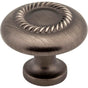 Hardware Resources - 1-1/4'' Diameter Brushed Pewter Rope Detailed Cypress Cabinet Mushroom Knob - Brushed Pewter