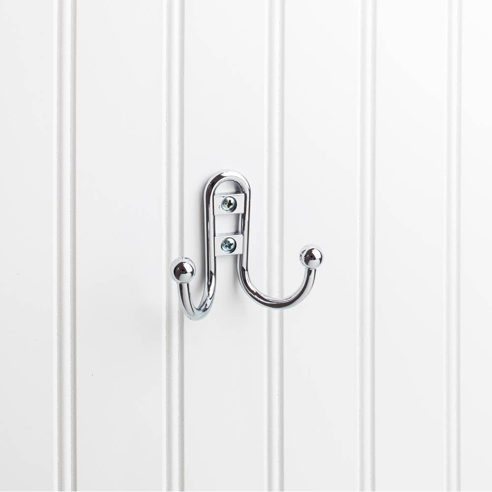 Hardware Resources - 2-9/16'' Polished Chrome Classic Double Prong Ball End Wall Mounted Hook - Polished Chrome