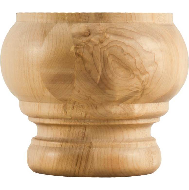 Hardware Resources - 4-3/4'' W x 4-3/4'' D x 4'' H Alder Reversible Bun Foot - Unfinished