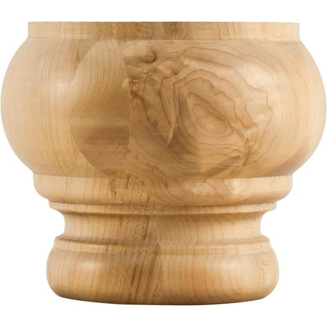 Hardware Resources - 4-3/4'' W x 4-3/4'' D x 4'' H Alder Reversible Bun Foot - Unfinished