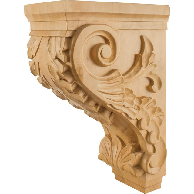 Hardware Resources - 9-1/2'' W x 16'' D x 24'' H White Birch Acanthus Corbel - Unfinished