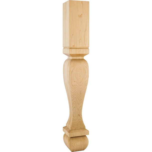 Hardware Resources - 5'' W x 5'' D x 35-1/2'' H Hard Maple Footed Square Post - Unfinished