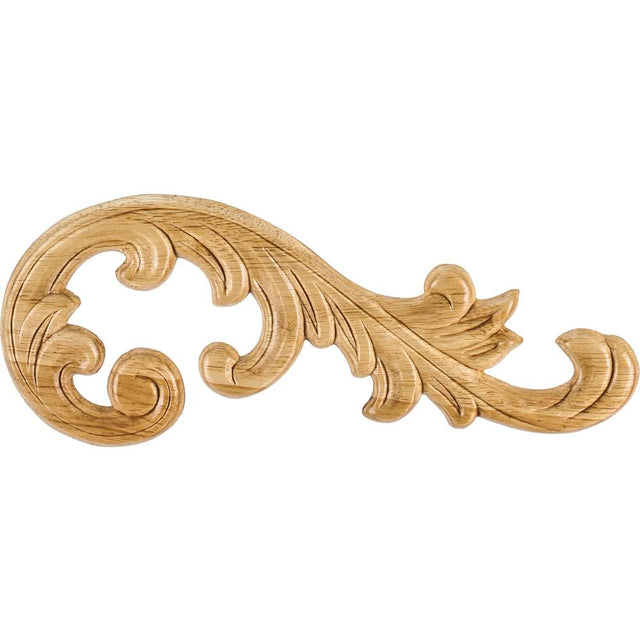 Hardware Resources - 10-5/8'' W x 5/16'' D x 4-3/8'' H Right Pressed Rubberwood Acanthus Applique - Unfinished