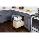 Single 50 Quart Wood Bottom-Mount Soft-close Trashcan Rollout for Hinged Doors, Includes Black Can