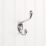 Hardware Resources - 4-1/2'' Polished Chrome Large Transitional Double Prong Wall Mounted Hook - Polished Chrome