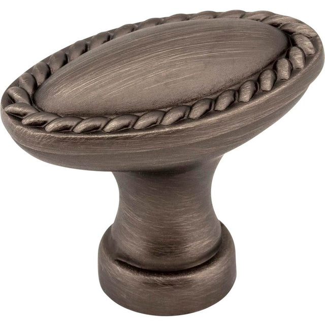 Hardware Resources - 1-3/8'' Overall Length Brushed Pewter Oval Rope Detailed Lindos Cabinet Knob - Brushed Pewter