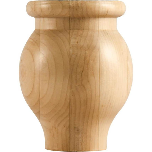 Hardware Resources - 4'' W x 4'' D x 5'' H Rubberwood Round Ogee Bun Foot - Unfinished