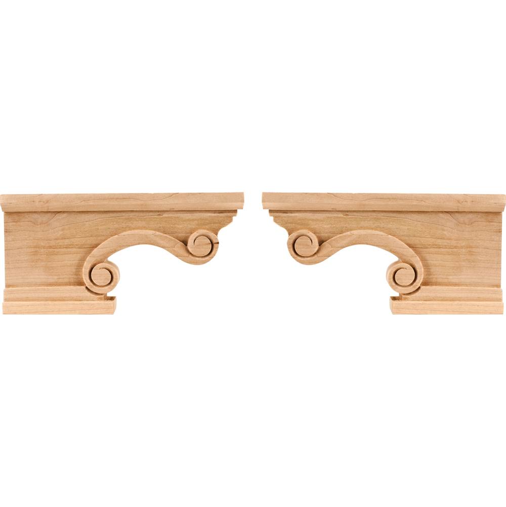 Hardware Resources - 8-1/4'' W x 1-1/2'' D x 4-1/2'' H Alder Scrolled Right Corner Foot - Unfinished